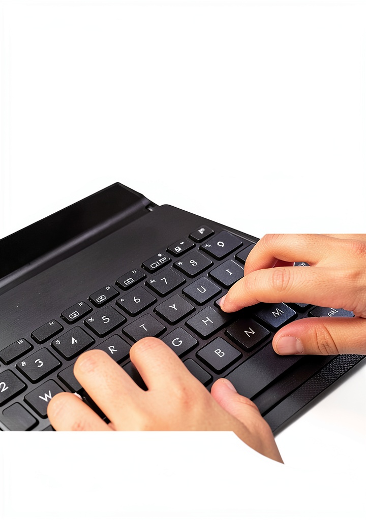 'Keyboarding book open on a tablet showing typing exercises'