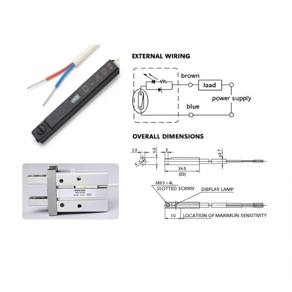 D-A93 NO Air Pneumatic Cylinder Magnetic Reed Switch Sensor DC AC 5V 240V for CDU, MHZ2, CDRQ2B, CXSM, Cylinder Reed Pneumatic Magnetic Sensor 100Ma Magnetic Switch 100Ma Magnetic-1