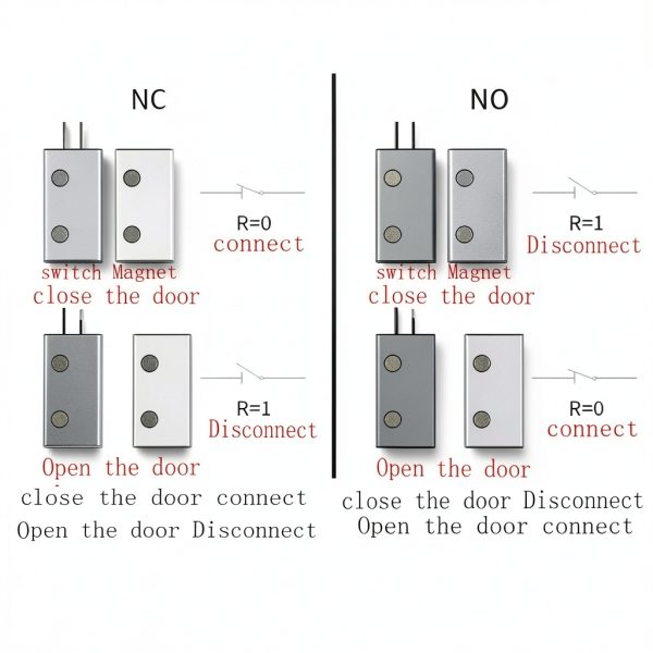Magnetic Reed Switch NC/NO Recessed Wired Door Window Alarm, Magneti Door Switch, Contact Sensor, for Home Security and Burglar Alarm Magnetic Reed Switch,Sets of 5-4