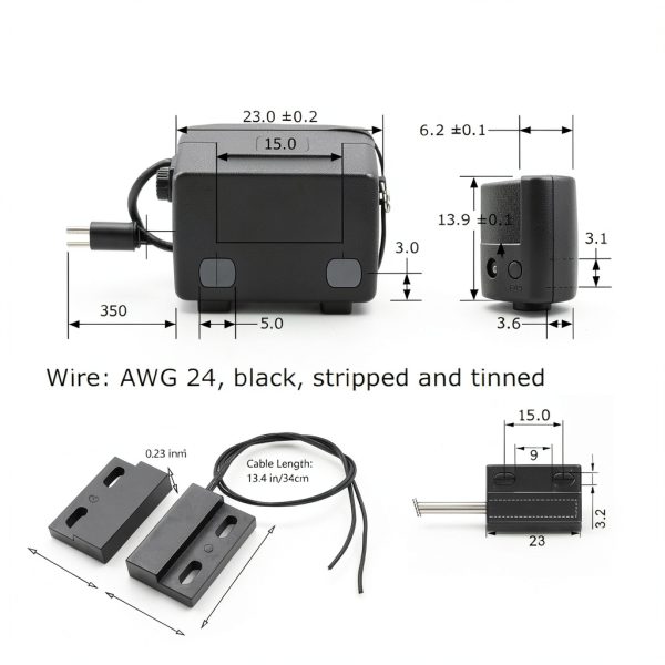 Magnetic Reed Switch AOAUTO GPS-23L 2-Pack 10W 100V NO Door Sensor-2
